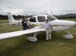 032.Co-owners, Stuart Clumpas (L) and Rod Sullivan pose with their Cirrus at picturesque  NZGB.